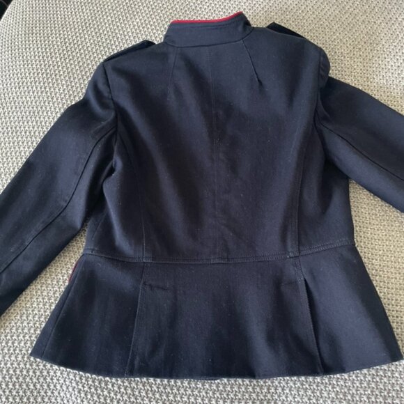 Talbots Sz 6 Navy Knit Jacket Military Style Blazer Gold Buttons Like New - Picture 2 of 9